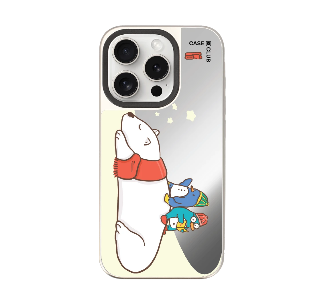 หมีขั้วโลกนอนเล่นกันเพื่อนเพนกวิน